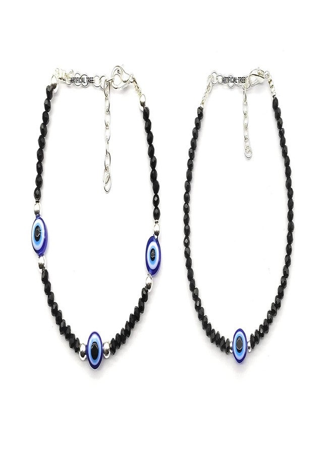 ARTIFICIAL TREE Nazariya 3 Evil Eye & 1 Evil Eye Charms Nazariya Bracelet Adjustable for Women, Men, Girls & Boys 2 Piece (AT GIRLS BRCT 040) - Image 1