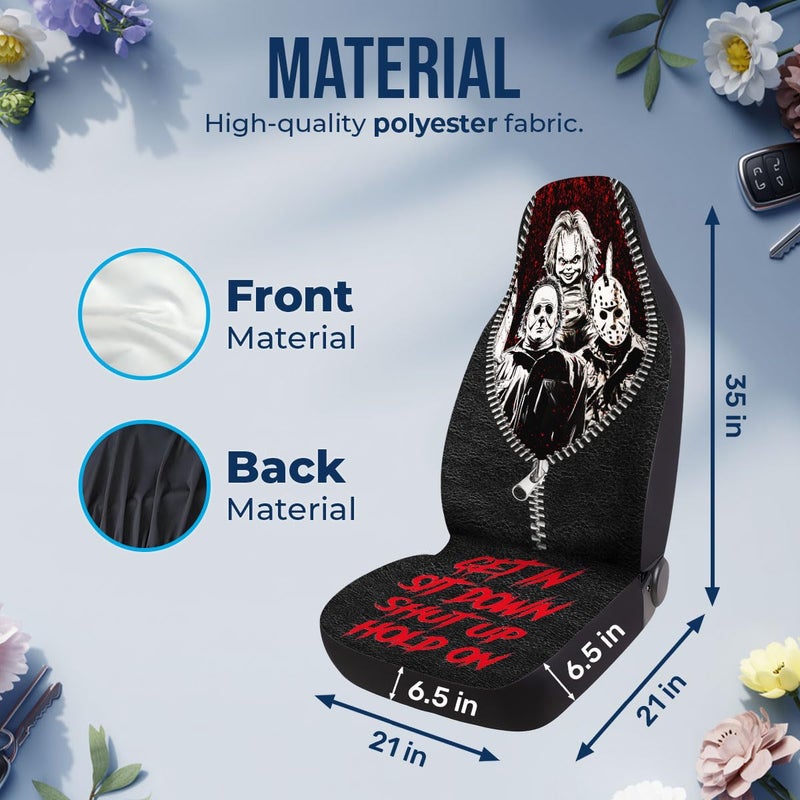 GENANY Horror Movie Car Seat Covers Set of 2, Scary Breathable Front Seat Covers for Truck Sedan SUV, Halloween Car Accessories, Horror Gift for Women Men - Image 4