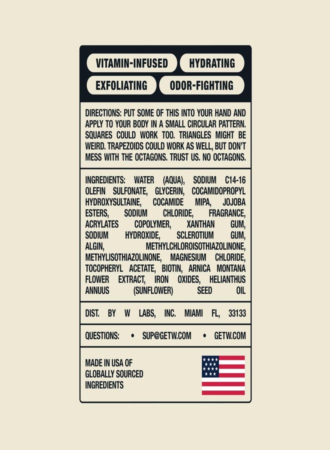 W By Jake Paul Exfoliating Body Wash for Men, Vitamin-Infused, Hydrating Shower Gel, Fresh Ice, 18 fl oz - Image 2