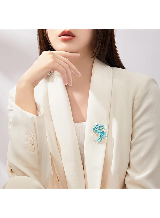 إيروريكس بروش ريشة الفينيق للنساء دبوس بروش أنيق من سبائك باللون الأزرق - Image 2