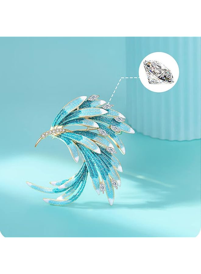 إيروريكس بروش ريشة الفينيق للنساء دبوس بروش أنيق من سبائك باللون الأزرق - Image 4