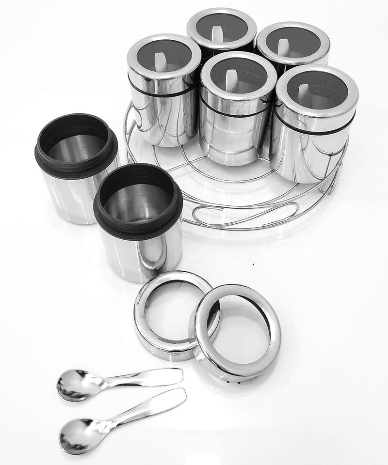 VISAXMI Masala Box for Kitchen Spice Box Stainless Steel Masala Dabba Steel Spice Container Spice Organizer With See through lid Masala Dani for Kitchen 175ml Each Silver - Image 2