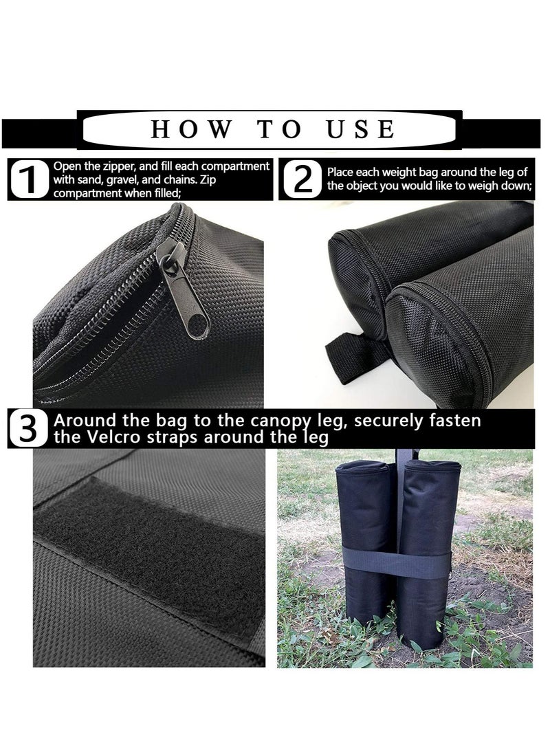 SYOSI 4 عبوات من أكياس أوزان Gazebo، أكياس رمل Gazebo 1680D أكياس رمل شديدة التحمل مع مشبك، أكياس أوزان للخيمة لمظلات الخيمة المنبثقة، مظلات شمسية، ترامبولين، حقيبة أوزان للأقدام - Image 4