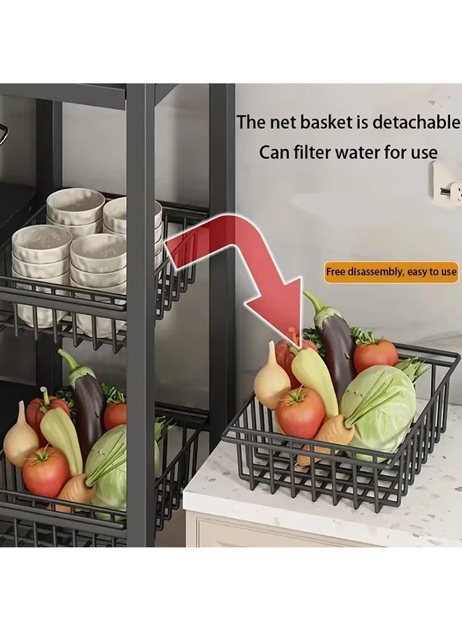 RollsTimi  Kitchen Organizer 4-Tier Metal Heavy Duty Storage Shelving Unit with Wheels, 5CM Adjustable Height, Mobile Utility Service Cart, Organizer Shelves for Garage Kitchen - Image 5