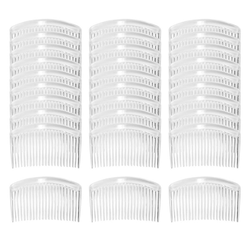 Cinaci 30 Pack 3 Inch White Clear Plastic French Hair Side Combs Wedding Bridal Veil Comb Fine Hair Slide Hair Clips Small Clear Barrettes Bun Holder with 23 Teeth DIY Headpieces Accessories for Women - Image 1