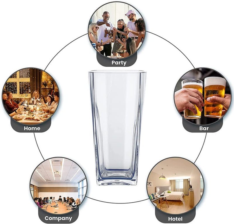 SORATH 8 Pcs Square Unbreakable Transparent BPA Free Food Grade Plastic Fiber Drinking Water Glass Set Juice Glass Cocktail Lassi Soda Milkshake Beer Glass Wine Glass Set White - Image 5