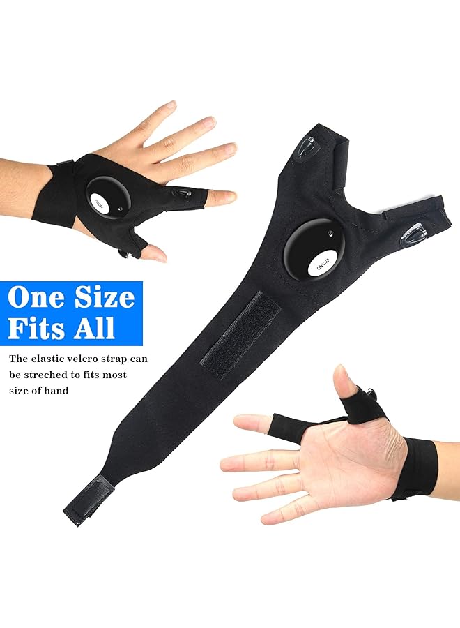 LED Flashlight Gloves Gifts for Men Fit for Car Repairing Night Fishing Running Camping Hiking (1 Pair Black) - Image 5