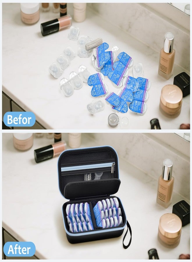 GWCASE Daily Contact Lens Case Fits 30+ Disposable Daily Lenses, Portable Contact Lens Storage Organizer with Mesh Pocket, Travel Contact Solution for All Brand Cosmetic Lens & Accessories (Case Only) - Image 4
