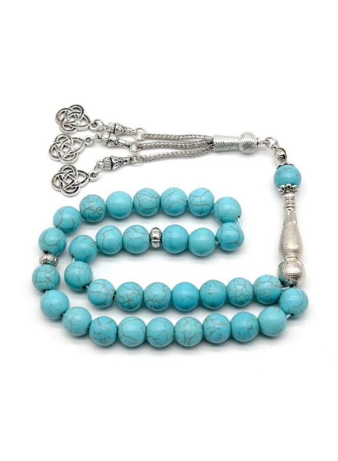 33 سبحة صلاة إسلامية من الفيروز المقلد، سبحة صلاة يومية، تصميم أصلي، سبحة تسبيح 10 مم - Image 1