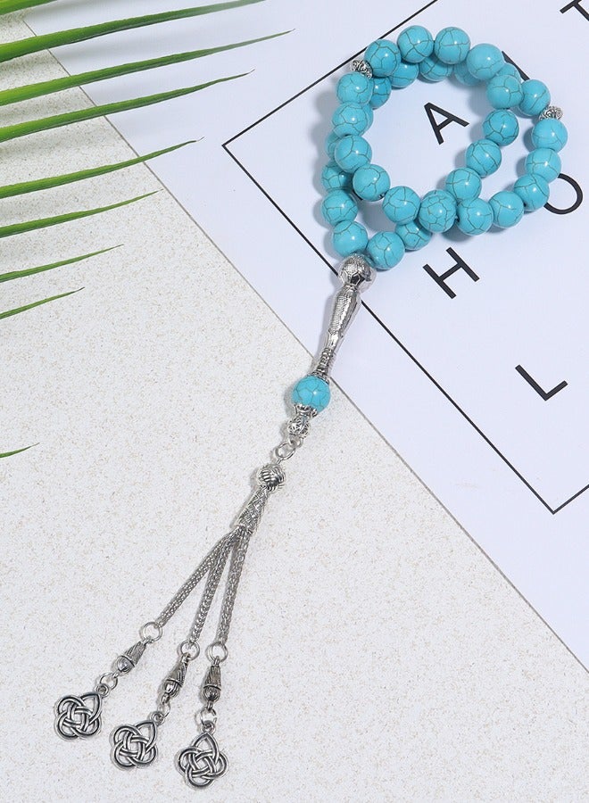 33 سبحة صلاة إسلامية من الفيروز المقلد، سبحة صلاة يومية، تصميم أصلي، سبحة تسبيح 10 مم - Image 4