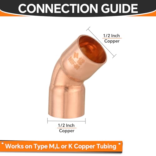 HeSun 10Pack Copper Fittings 12Inch 45Degree Copper Elbow C x C with Sweat Solder Connection - Image 3