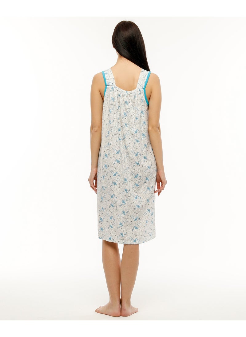 Seva Thick Strap 100% Cotton Combed Fabric Comfortable Fit Nightgown  - Image 5