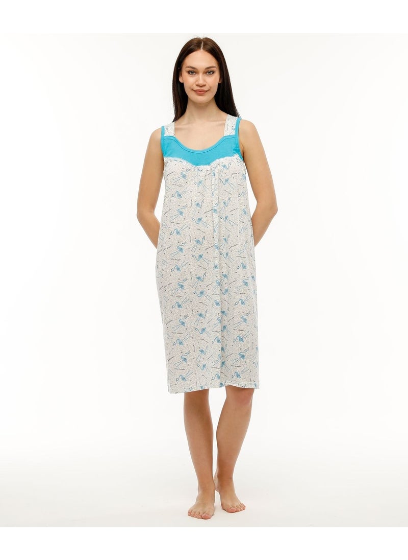 Seva Thick Strap 100% Cotton Combed Fabric Comfortable Fit Nightgown  - Image 1