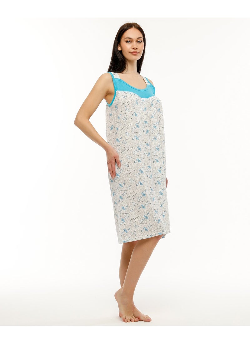 Seva Thick Strap 100% Cotton Combed Fabric Comfortable Fit Nightgown  - Image 4