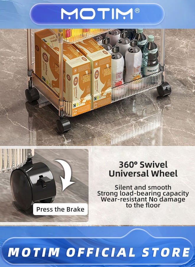 موتيم عربة تخزين أكريليك شفافة بأربع طبقات، عربة حمام منظمة متعددة الاستخدامات للمكتب وغرفة المعيشة - Image 5