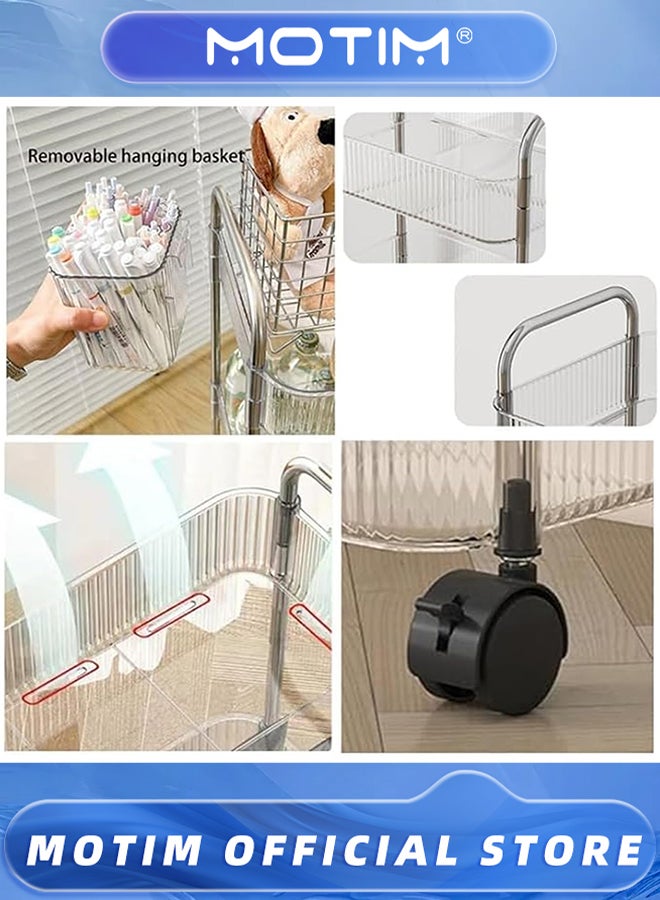 موتيم عربة تخزين أكريليك شفافة بأربع طبقات، عربة حمام منظمة متعددة الاستخدامات للمكتب وغرفة المعيشة - Image 3