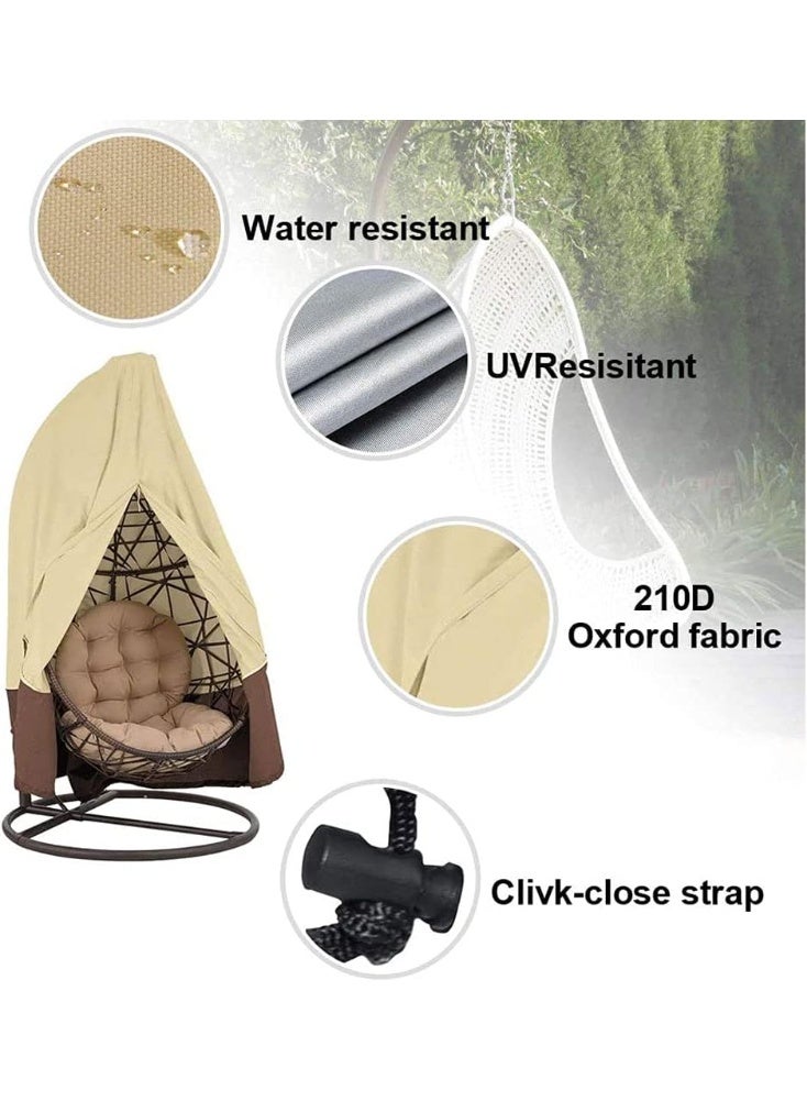 إيونتو غطاء كرسي معلق متين مقاوم للماء 190×115 سم - قماش أكسفورد 210D مقاوم للأشعة فوق البنفسجية والغبار وواقي كرسي الأرجوحة الخارجي وكرسي البيض، أغطية الفناء والحديقة والخوص والكراسي - Image 4