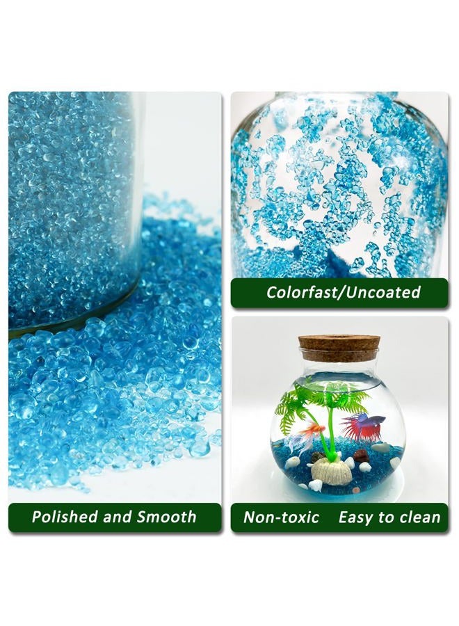 BXI Decorative Stones - Garden Yard Walkway Fish Tank Aquaruim - Gravel Pebble Rock - 2 Pounds - Blue glass sand - Image 3