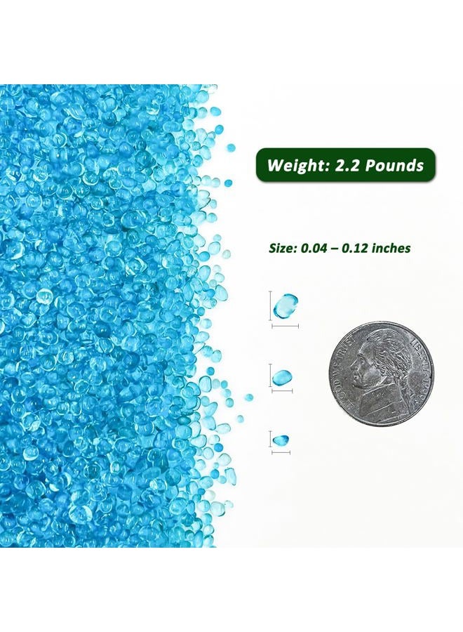BXI Decorative Stones - Garden Yard Walkway Fish Tank Aquaruim - Gravel Pebble Rock - 2 Pounds - Blue glass sand - Image 2