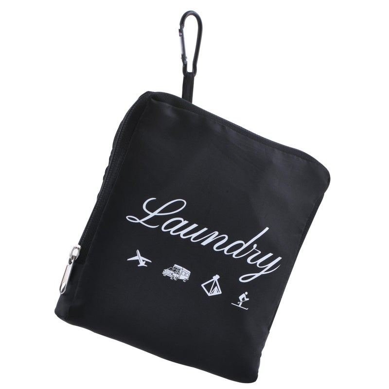 JHX Travel Laundry Bag Dirty Clothes OrganizerUpgradedwith Handles and Aluminum Carabiner Collapsible Laundry Bag for Travel Camp Fitness and Students1Pcs Black 24L x 21W