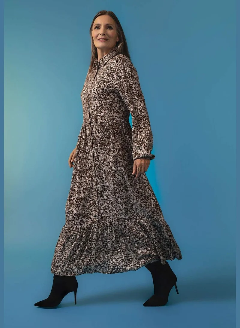 ديفاكتو Woman Skinny Fit Denim Shirt Neck Long Sleeve Woven Dress
