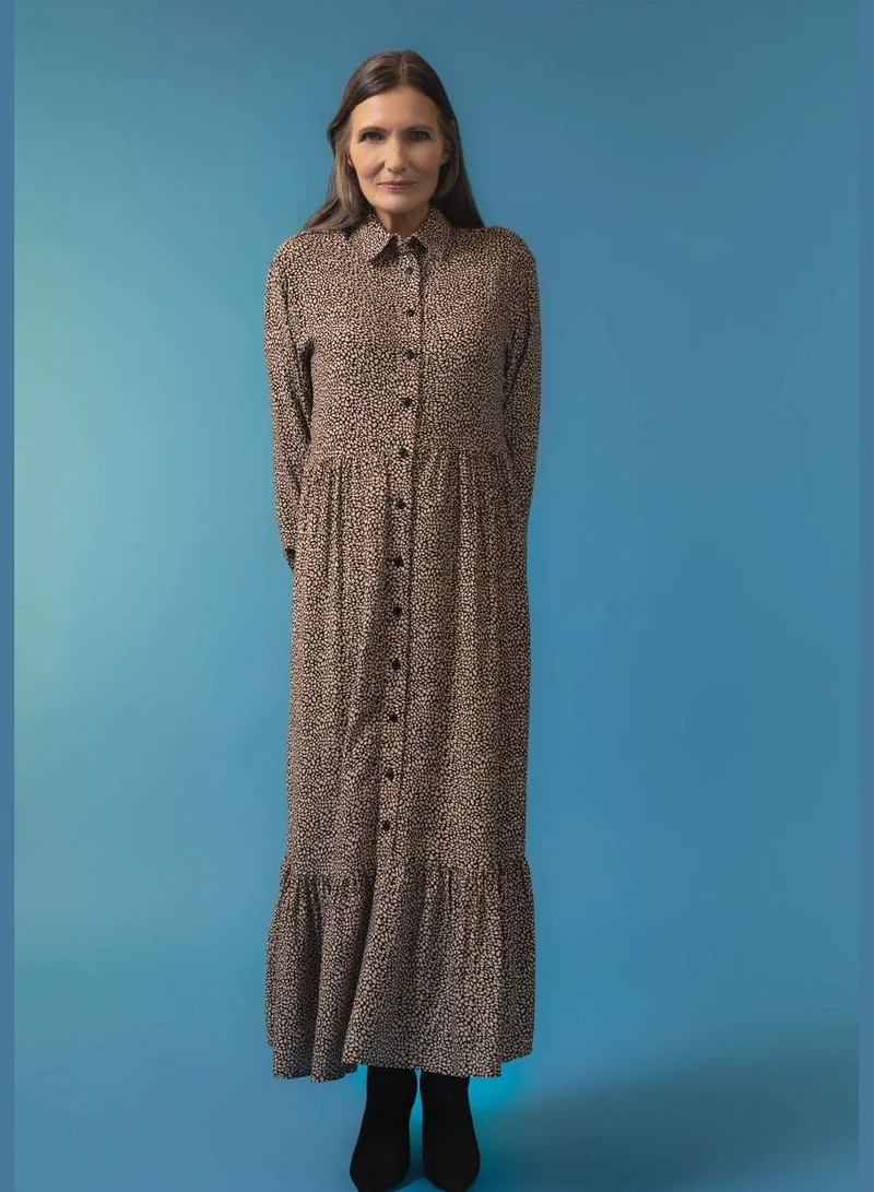 ديفاكتو Woman Skinny Fit Denim Shirt Neck Long Sleeve Woven Dress