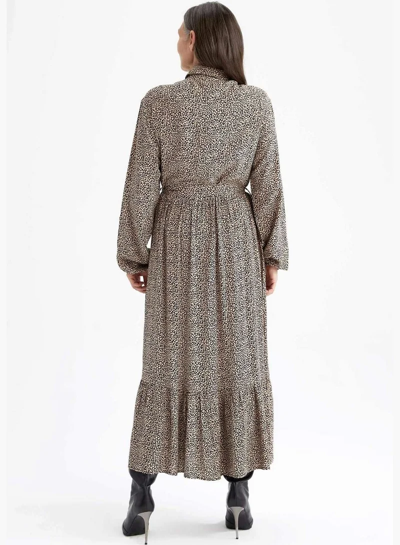 ديفاكتو Woman Skinny Fit Denim Shirt Neck Long Sleeve Woven Dress