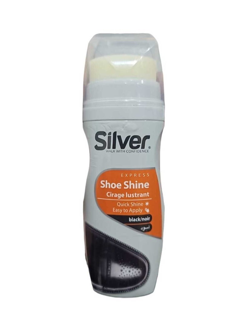 Silver Black Shoe Polish with Easy to Use Sponge Top 75ml - Image 1