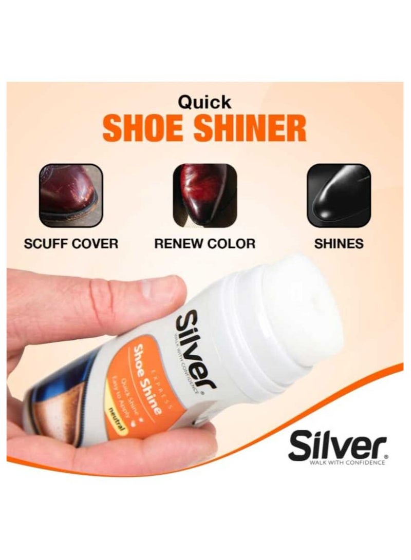 Silver Black Shoe Polish with Easy to Use Sponge Top 75ml - Image 2