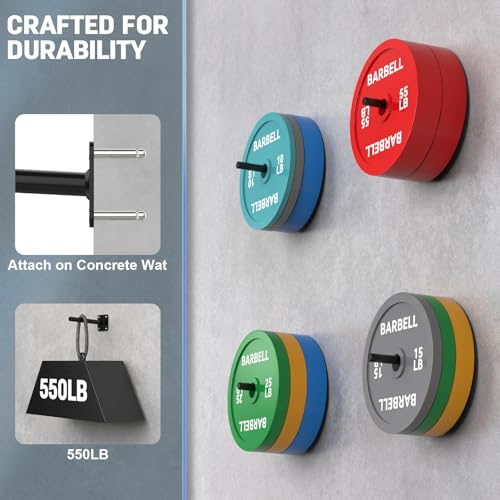 Rvdeaa Wall Mount Weight Plate Holder for 1" Olympic Plates, Heavy Duty Steel Weight Plate Wall Mount, Black High Capacity Weight Holders for Plates Home Gym Organizer - Image 5