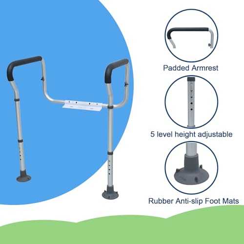 Loyoda Toilet Handle HeightAdjustable Leg Toilet Safety Frame Medical Grade Aluminum Alloy Sturdy Toilet Safety Rail Provides Support for Seniors Disabled and Pregnant Women - Image 3