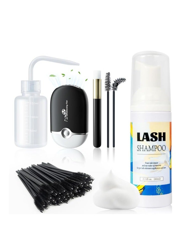 Setgnur Lash Shampoo for Lash Extensions 60ml Eyelash Shampoo Eyelash Extension Cleanser with Reusable Makeup Remover Pad Lash Cleaning Kit for Salon Home Use Birthday Christmas Presents for Women 