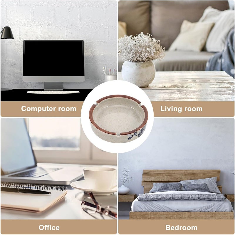 Large Capacity Ceramic Windproof Ashtray for Home and Office Portable Cigarette Tray with Unique Decorative Design Scratch-resistant Indoor and Outdoor Smoking Holder - Image 3