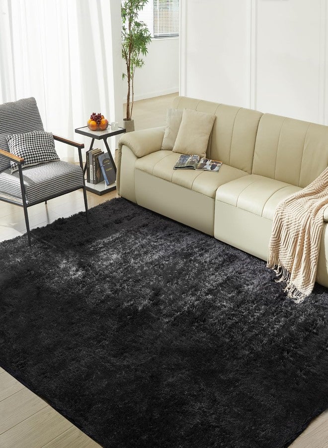 Fairblink Ultra Soft Rug for Living Room, 5X8 Fluffy Shag Area Rug for Bedroom, Modern Shaggy Carpets Fuzzy Rug for Teens Dorm Nursery Home Decor Aesthetic, Upgrade Anti-Skid Durable, Black - Image 1