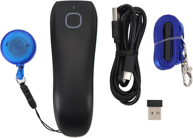ماسح باركود ثنائي الأبعاد لاسلكي، محمول، صغير الحجم، يدوي، يدعم USB وBluetooth 2.4G، قارئ باركود متعدد الوظائف في جيب واحد (C740) - Image 1