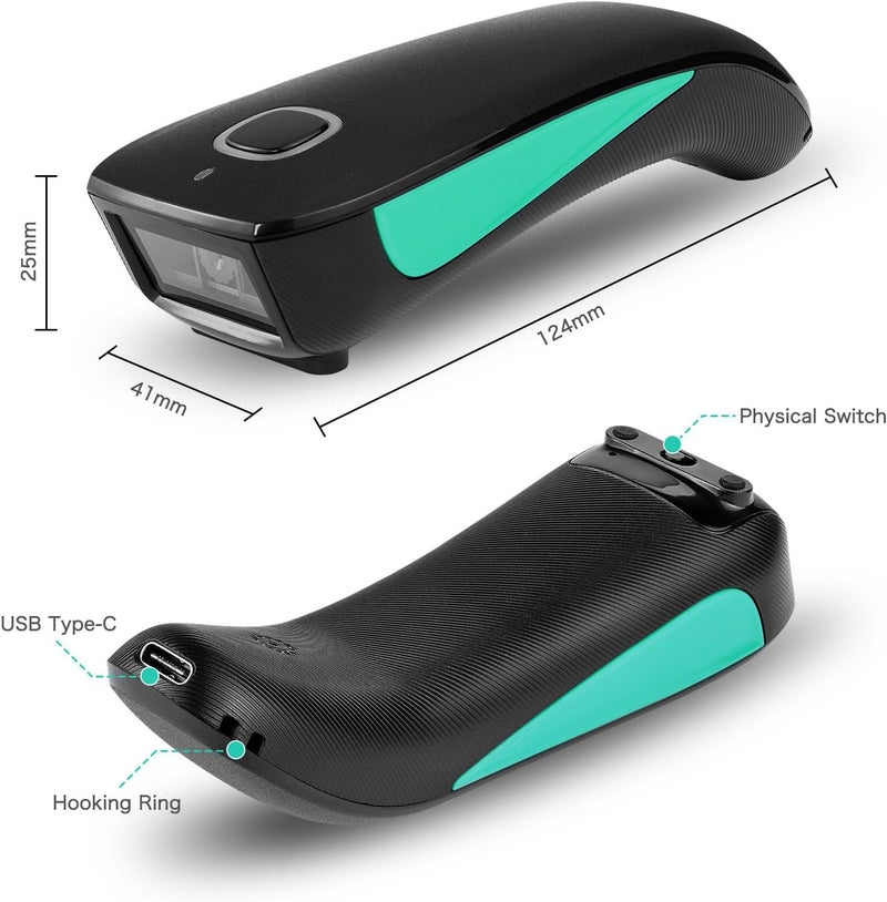 ماسح باركود ثنائي الأبعاد لاسلكي، محمول، صغير الحجم، يدوي، يدعم USB وBluetooth 2.4G، قارئ باركود متعدد الوظائف في جيب واحد (C740) - Image 5