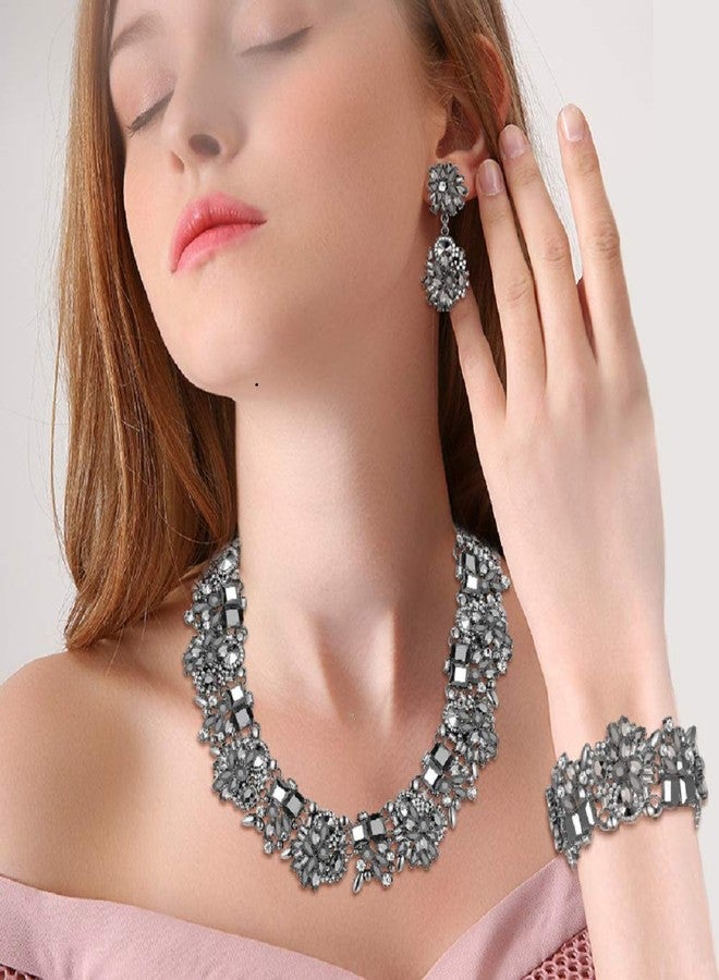 Flyonce Big Chunky Statement Necklace Set for Women Fashion Costume Jewelry Vintaged Style Black - Image 4