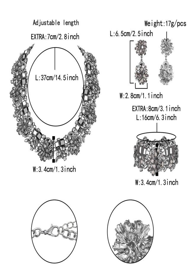 Flyonce Big Chunky Statement Necklace Set for Women Fashion Costume Jewelry Vintaged Style Black - Image 5