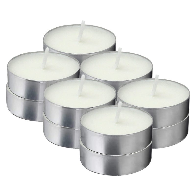 Tribello White Tea Lights Unscented Tealight Candles 35 Hour Burn Time Perfect for Home Travel Events Emergencies Pack of 12