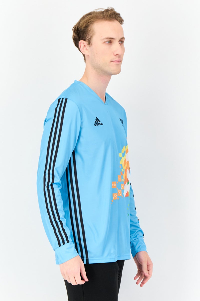 Adidas Men Sportswear Fit Long Sleeve Fit Indian Gymnastics Jersey, Sky Blue - Image 2