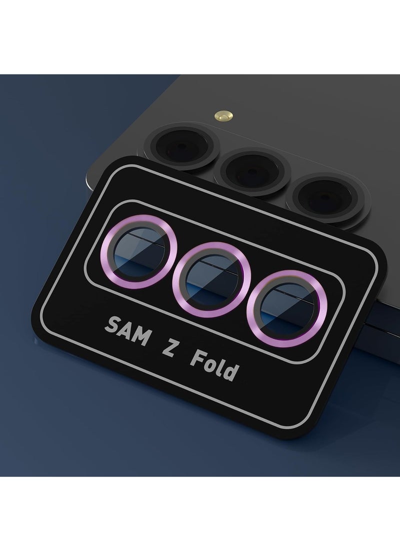 Wtech Samsung Galaxy Z Fold6 5G 2024 Premium Camera Lens Tempered Glass Protector Sheild (MLHICR) - Black/Purple - Image 1