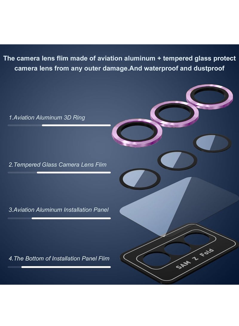 Wtech Samsung Galaxy Z Fold6 5G 2024 Premium Camera Lens Tempered Glass Protector Sheild (MLHICR) - Black/Purple - Image 3