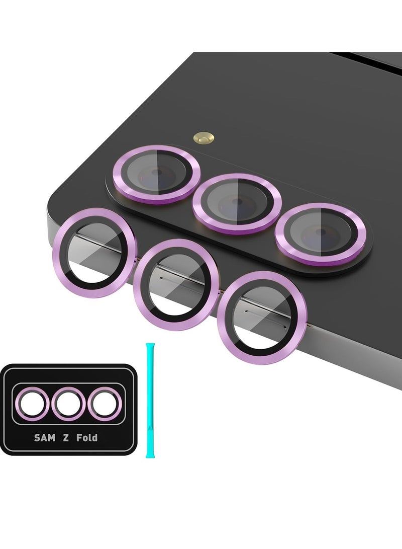 Wtech Samsung Galaxy Z Fold6 5G 2024 Premium Camera Lens Tempered Glass Protector Sheild (MLHICR) - Black/Purple - Image 5