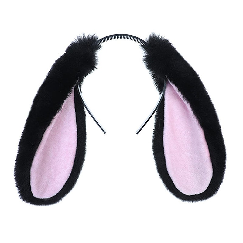 Faylay Bunny Ear Women Rabbit Animal Ears Furry Headband Party Accessories (LZTECE-black) - Image 5