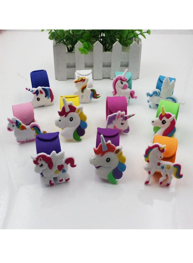 6 Unicorn Slap Bracelets Silicone Wristbands Party Favors for Kids Girls Birthday and Gifts Random Colors - Image 2