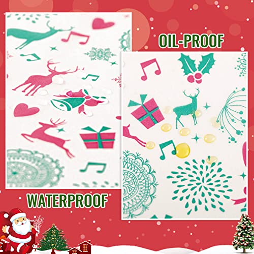 KVCSYAW 100 Pcs Christmas Wax Paper for Food, Wax Paper Sheets Deli Paper Sandwich Wrap Candy Cookies Wraps, Waterproof Oil-proof Picnic Basket Liners with Reindeer Pattern for Kitchen Handmade Food - Image 2