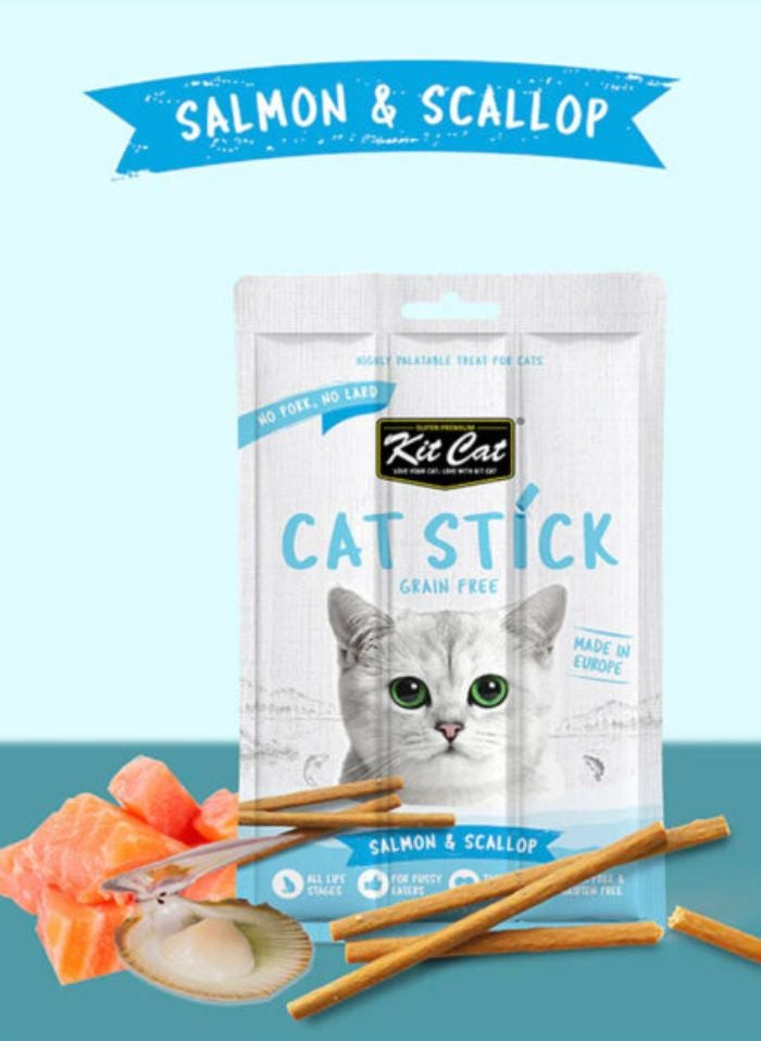Kit Cat Grain Free Cat Stick Salmon & Scallop 3 x 15g - Image 2