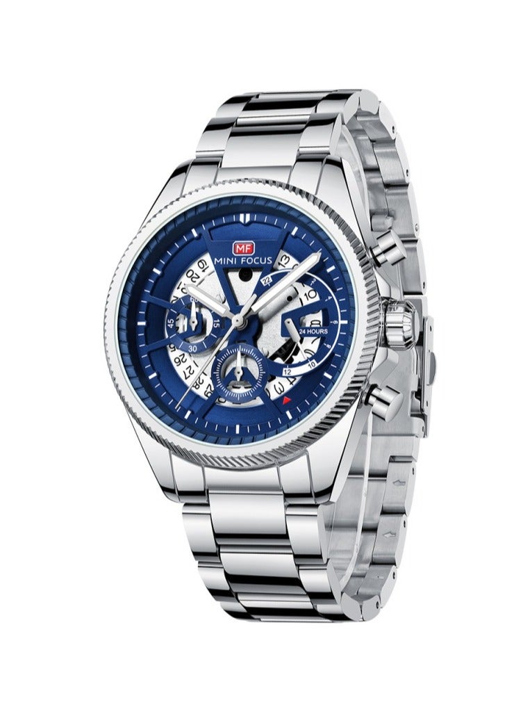 ميني فوكاس ساعة ميني فوكس MF0490G.03 للرجال بحركة كوارتز كلاسيكية وتاريخ وحزام من الفولاذ المقاوم للصدأ ومقاومة للماء - Image 1
