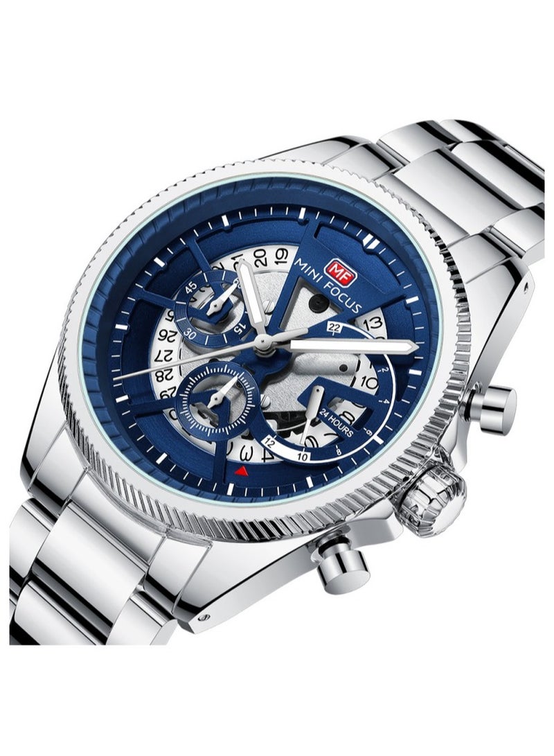ميني فوكاس ساعة ميني فوكس MF0490G.03 للرجال بحركة كوارتز كلاسيكية وتاريخ وحزام من الفولاذ المقاوم للصدأ ومقاومة للماء - Image 2