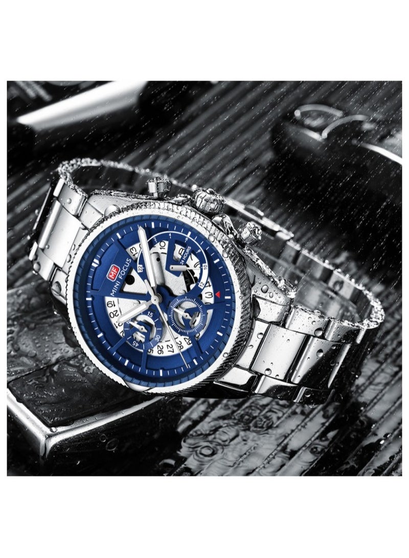 ميني فوكاس ساعة ميني فوكس MF0490G.03 للرجال بحركة كوارتز كلاسيكية وتاريخ وحزام من الفولاذ المقاوم للصدأ ومقاومة للماء - Image 3